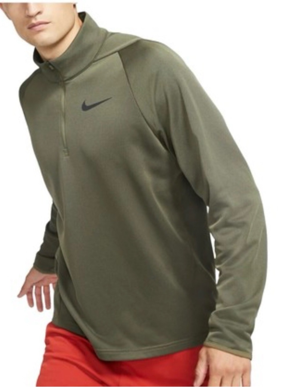 Nike Olive Green Quarter-Zip Performance Pullover